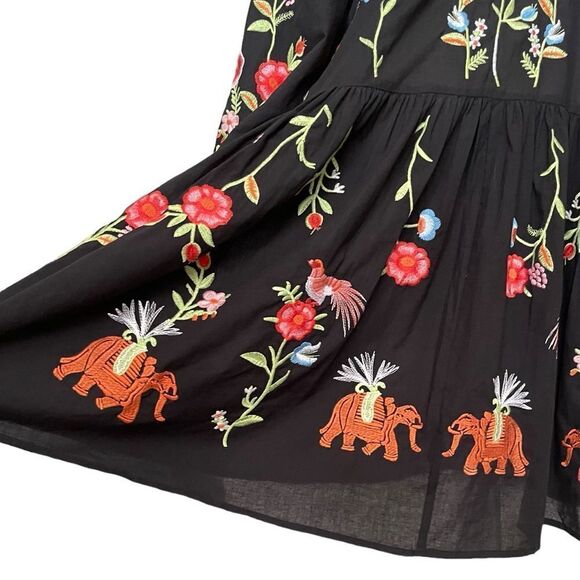 Alexia Admor Elephant Floral Embroidered Keyhole Babydoll Cotton Dress NWT - Picture 10 of 16